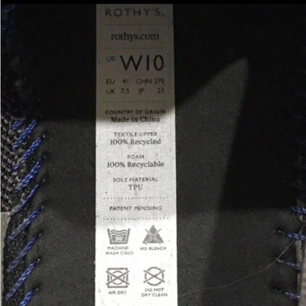 Rothy’s The Original Slip On Dark Grey Comfort Sneakers Shoes US -W 10.